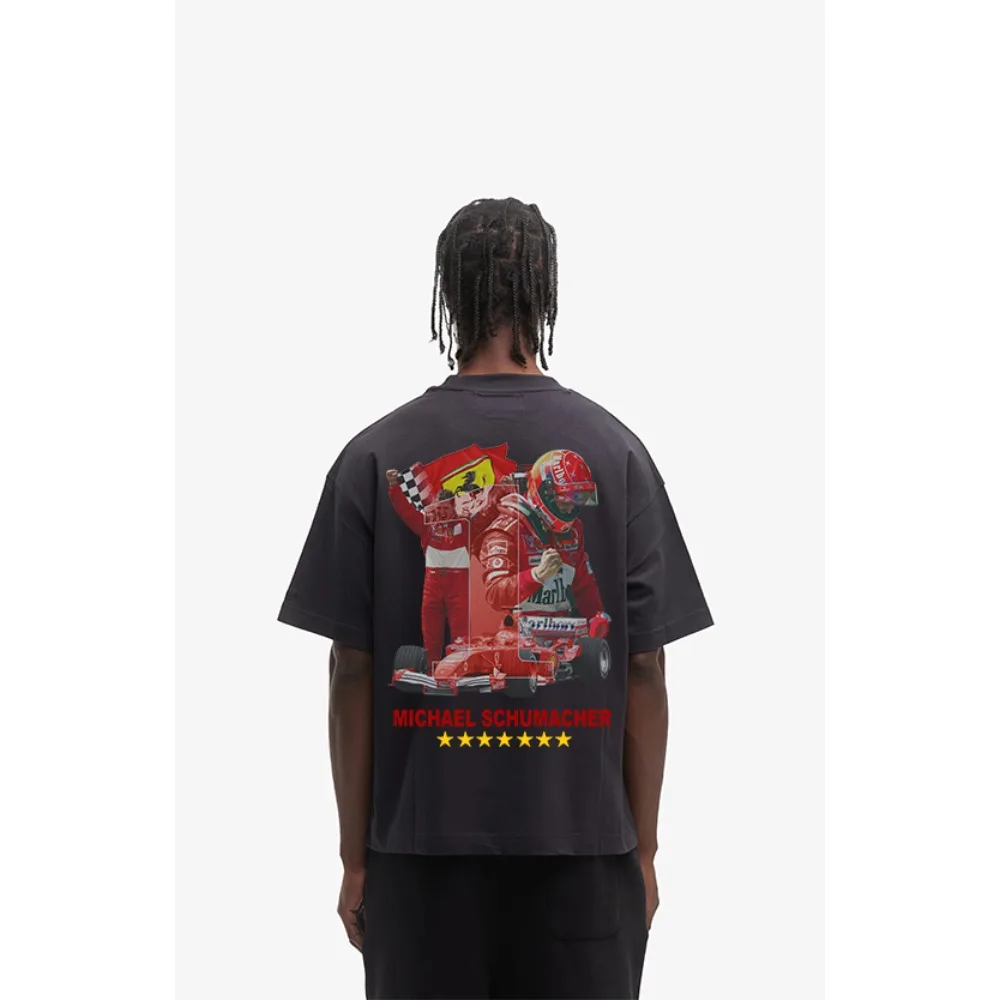 تي شيرت رجالي Leclerc كبير الحجم لمحبي بطولة السباق البريطانية تي شيرت قطني تي شيرت ملابس الشارع الشهير ملابس رجالية غير رسمية كبيرة الحجم #1