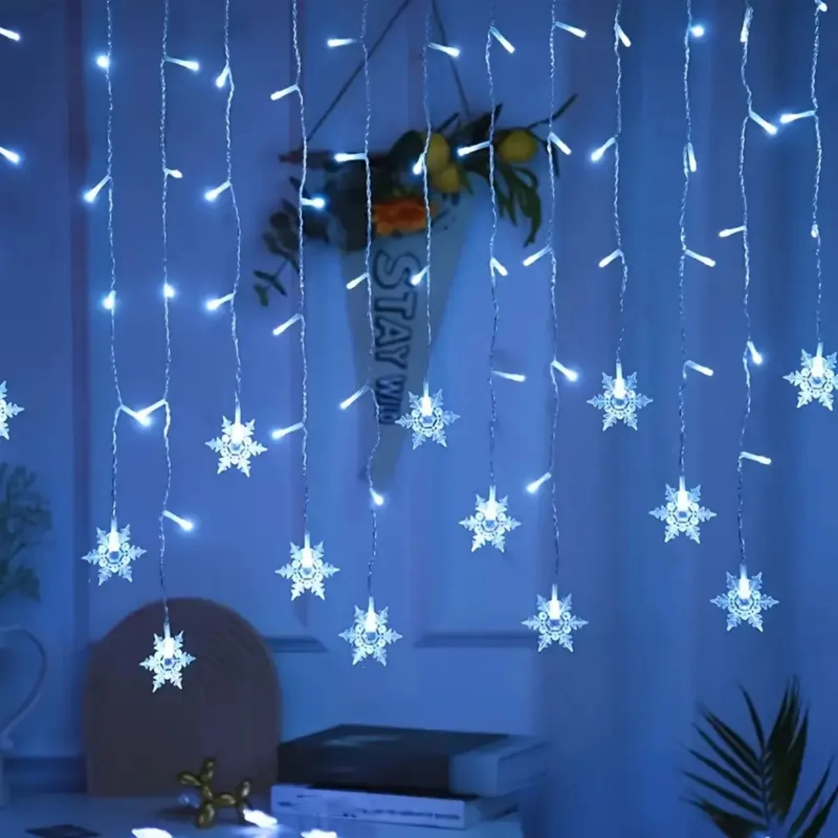 1 قطعة 96LED ندفة الثلج الستار Lightst USB بالطاقة 8 طرق الجنية أضواء مثالية للحزب عطلة عيد الميلاد عيد ميلاد الزفاف ديكور