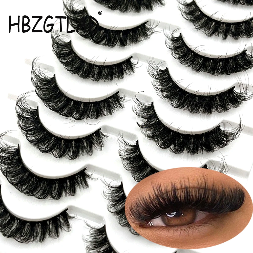 Lashes 10 Pairs DD curl Russian Strips Lashes Faux Mink Makeup Lashes 3D Mink Lashes Natural False Lashes Eyelashes Extensions