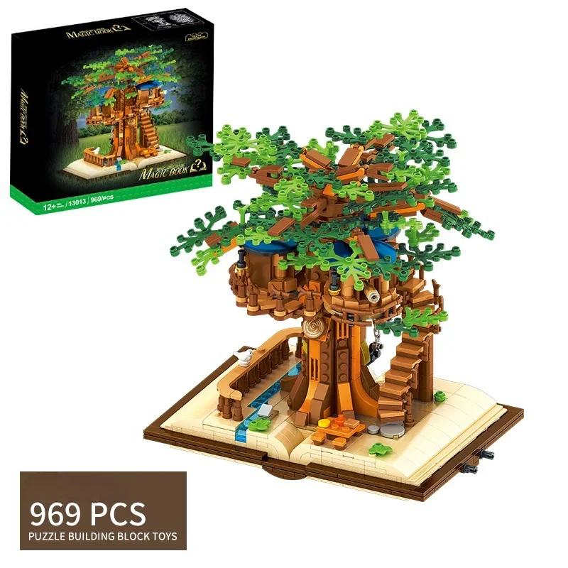 13013 Mini Tree House Book Scene Jungle Forest Villa Building Block Street View Model Bricks Assembly Toy Children's Gift