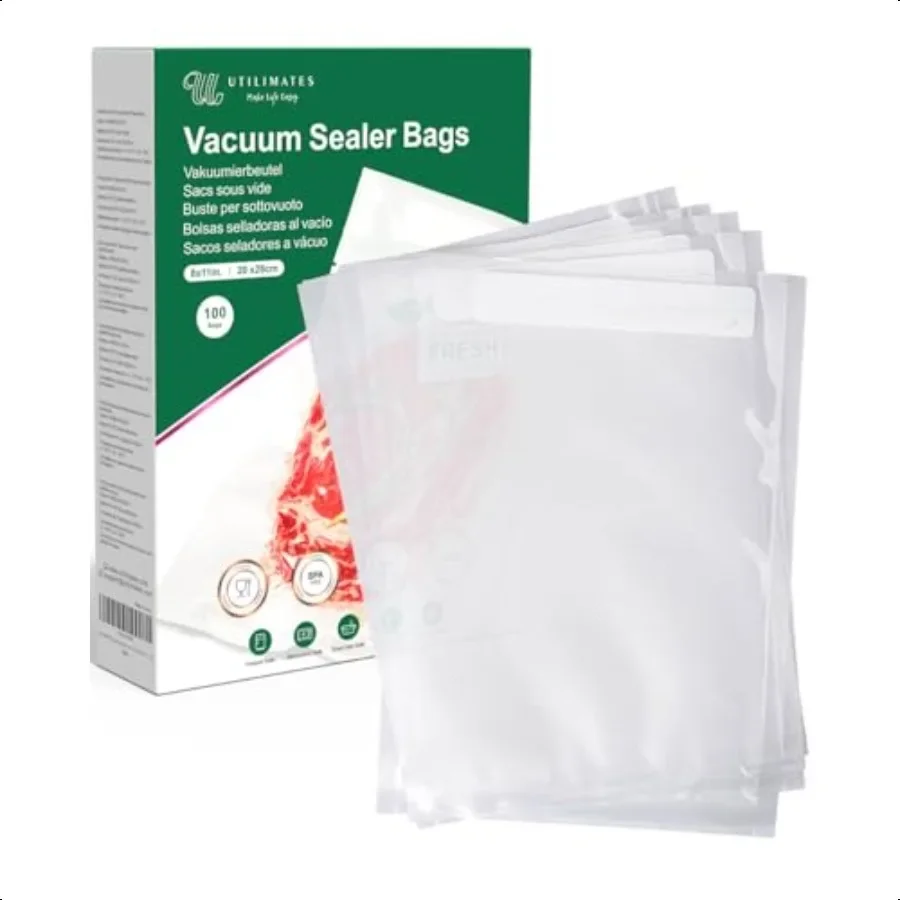 

Quart Vacuum Sealer Bags for Food 8x11 Inch BPA Free Heavy Duty Vacuum Seal Bags for Food Saver Freezer Seal a Meal Sous Vide M