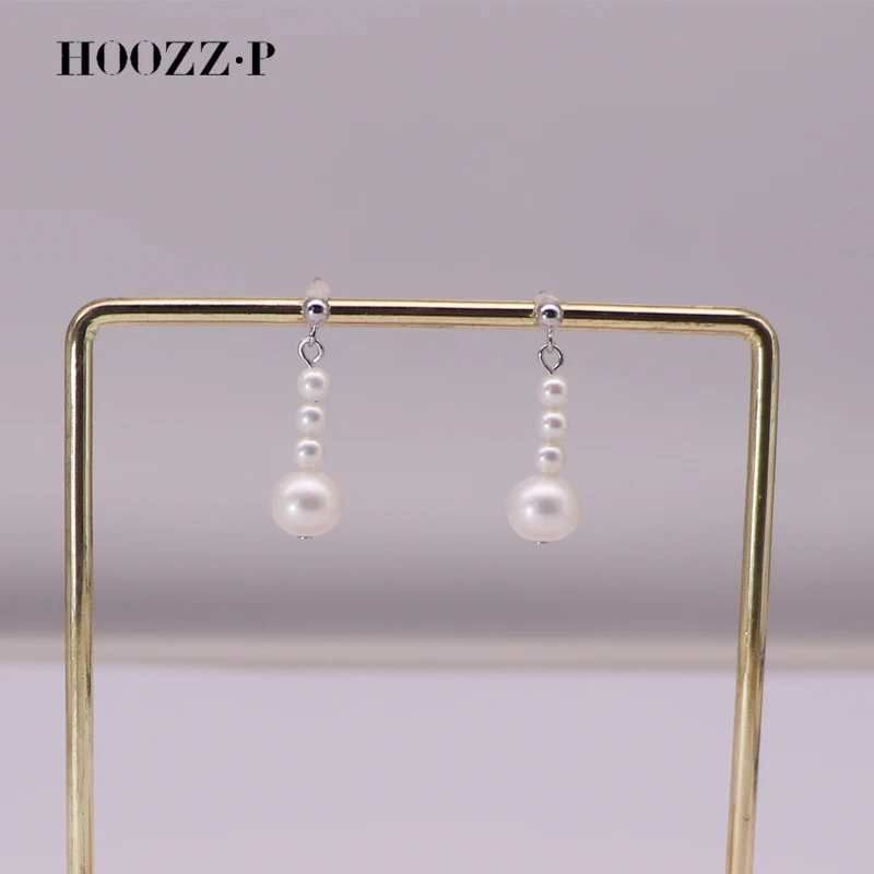 

HOOZZ.P Pearl Earrings AAAA Quality 3-4mm 7-8mm White 925 Silver Natural Cultured Freshwater Pearls Fine Jewelry For Women Gifts