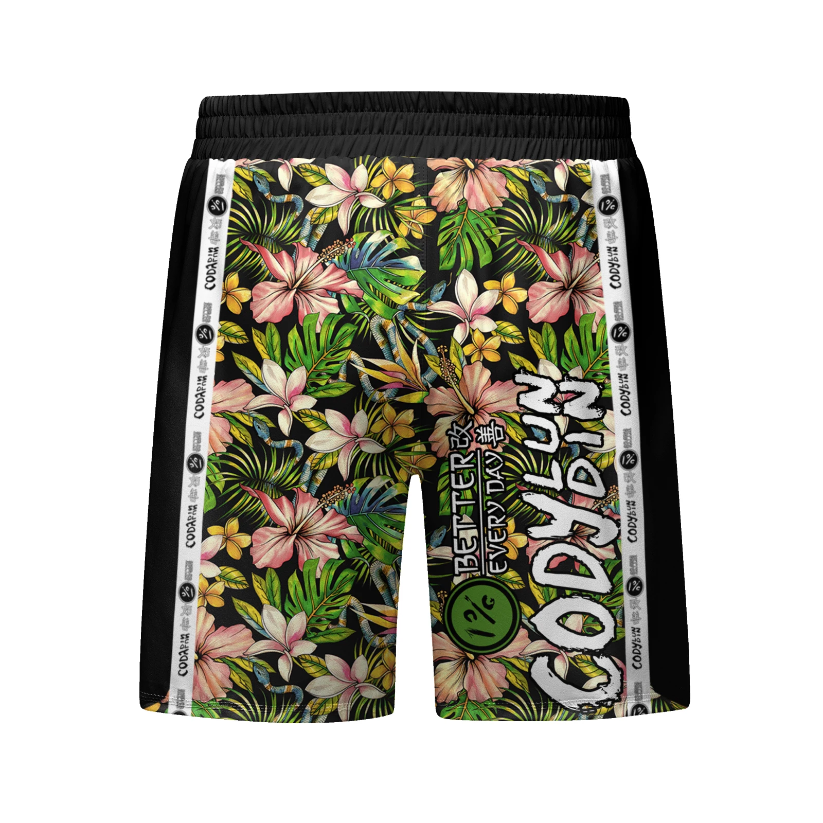 Cody Colorful Flower Print 3D Training Fighting Jiu Jitsu Shorts for Men'S Women Boxing Shorts No Gi Wear Kickboxing Sportswear