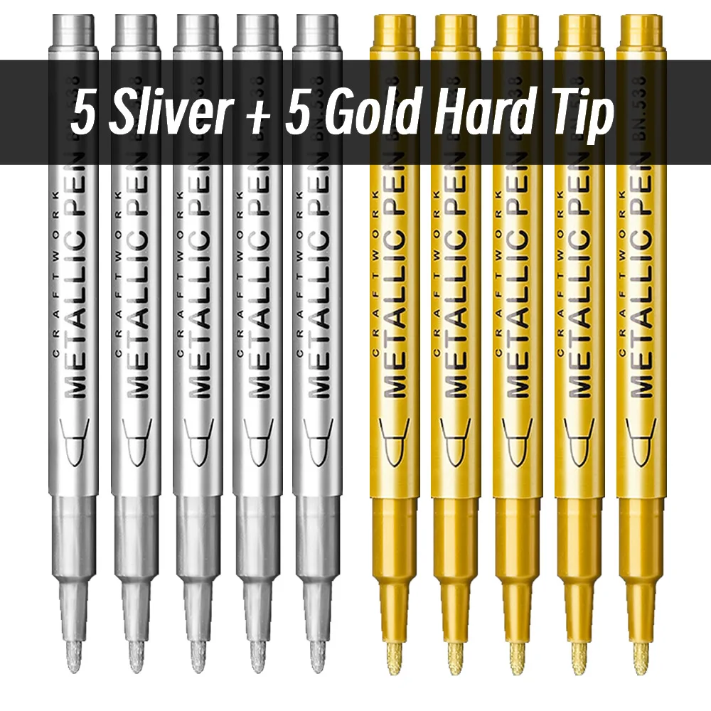 20 stks Borstel Metallic Verf Marker Pennen Goud Zilver Kleur Permanente Art Marker Voor Manga Ambachten Scrapbooking Briefpapier Leveringen