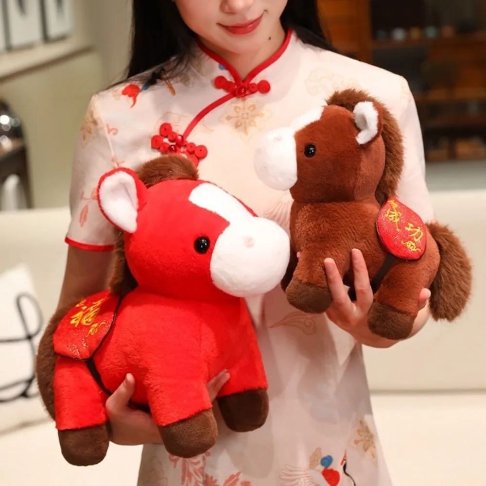

Mascot Dolls 2026 Horse Plush Doll Good Luck Cute Stuffed Horse Toy Kawaii Creative Horse Doll Pendant Chinese New Year