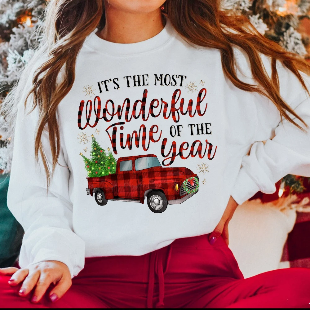 It's The Most Wonderful Time of The Year Women Sweatshirt Christmas Party Streetwear Hoodie Tops Winter Holiday Pullover Clothes