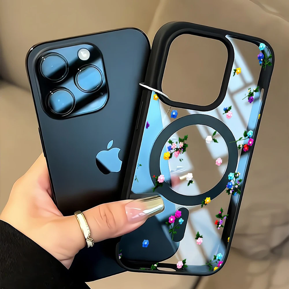 Einfache Tulpenblumen-Schutzhülle für iPhone 17 14 12 Pro Max 13 16 15 Plus 11 Hüllen für MagSafe kabelloses Laden stoßfeste Hülle – Detail 15
