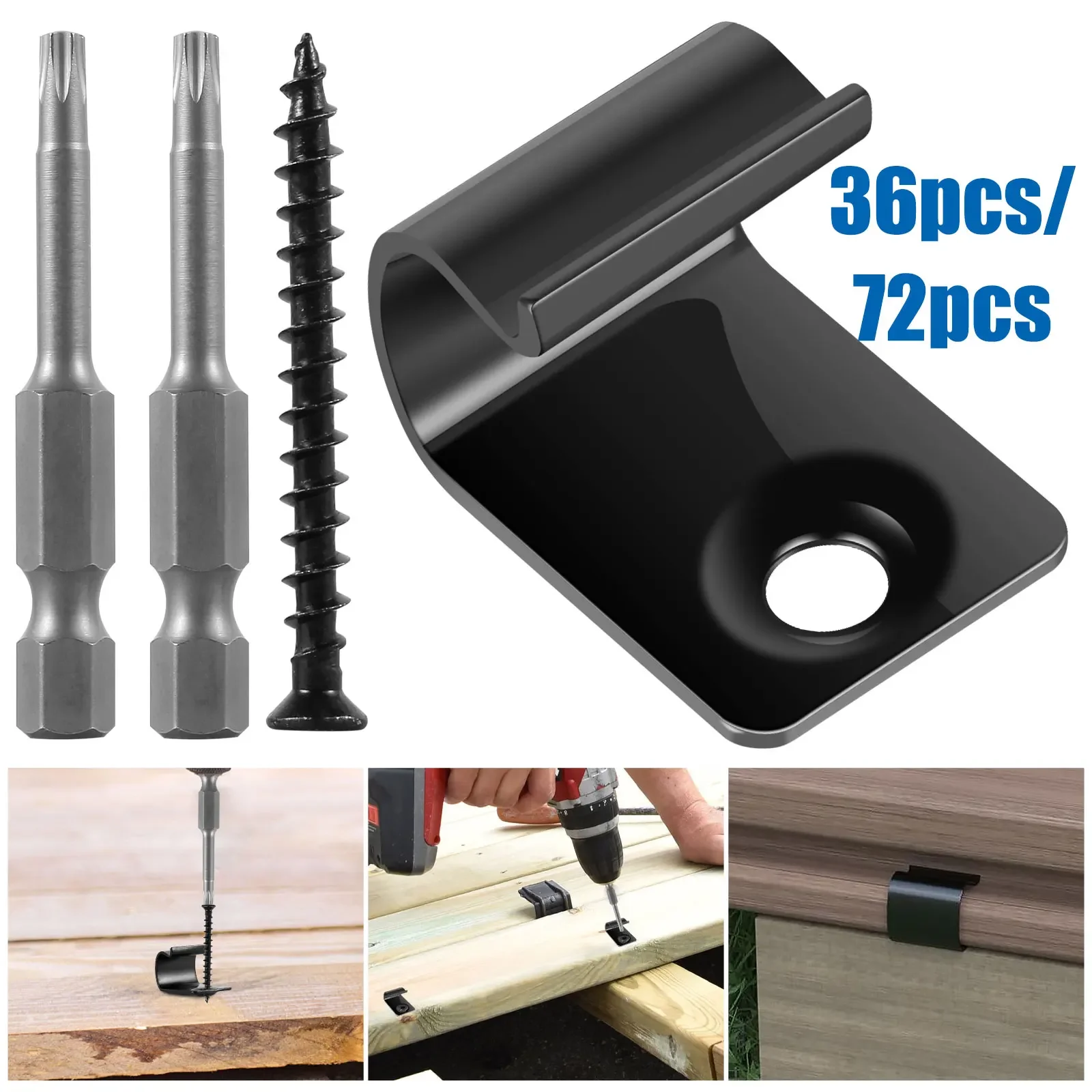 36/72Pcs Composite Deck Clip Outdoor Universal Flooring Fasteners Furniture Accessories Easy-Assembly Stainless Starter Clips