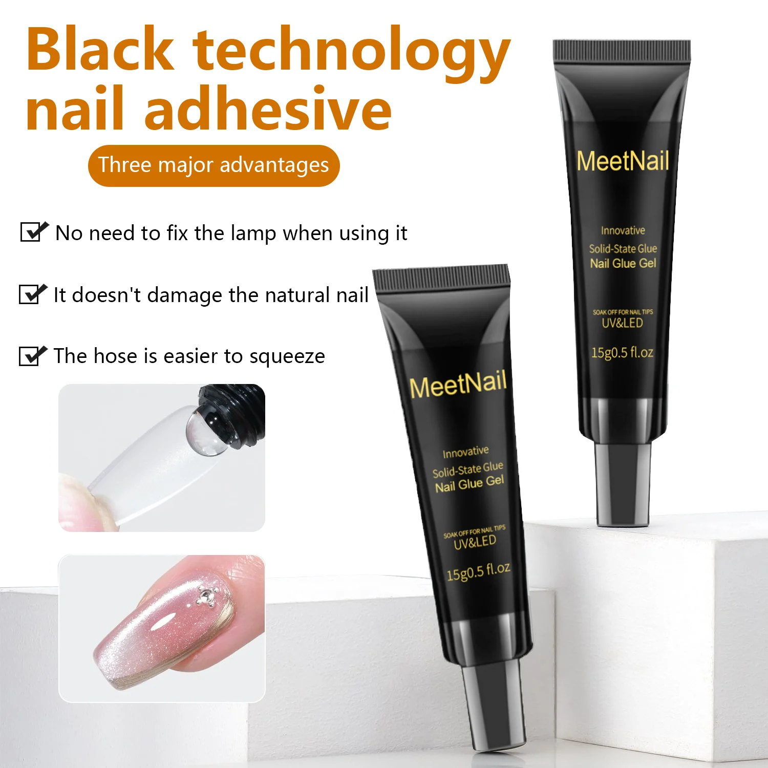 2 قطعة 15 جرام Uv الصلبة هلام مسمار الغراء للضغط على الأظافر لينة هلام مسمار نصائح لاصق قوي حجر الراين الغراء هلام لسحر الأظافر #3