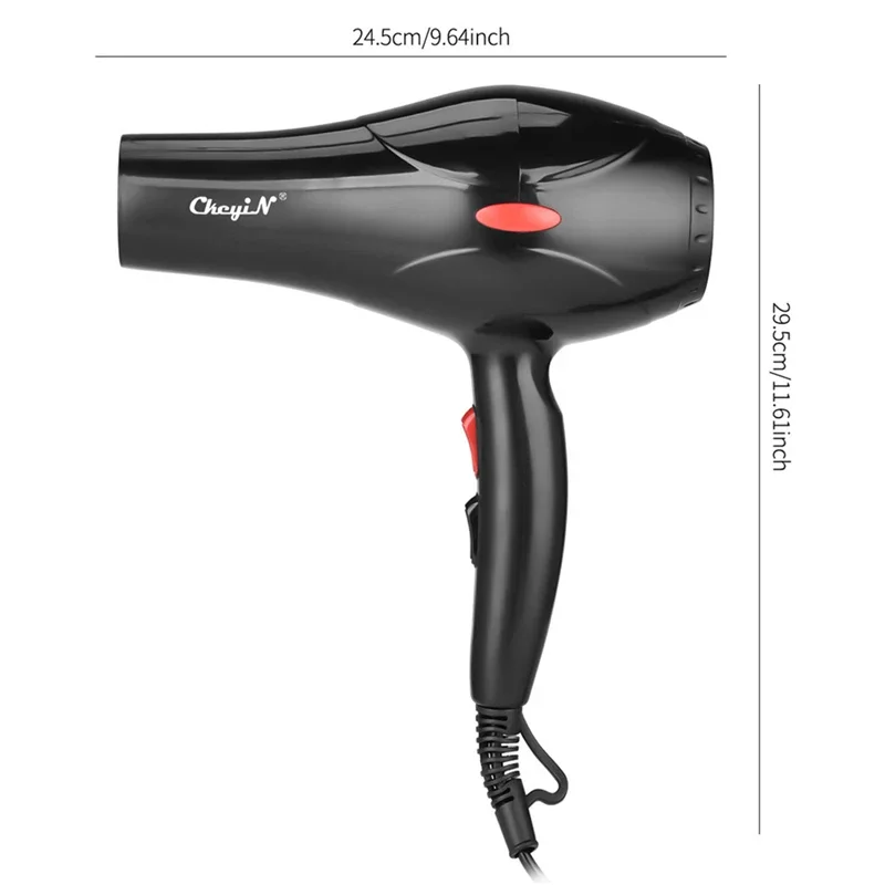 Pengering rambut ionik 2200W profesional, pengering rambut profesional dengan kebisingan rendah, udara hangat/dingin, 2 kecepatan, 3 pengaturan panas, Motor DC