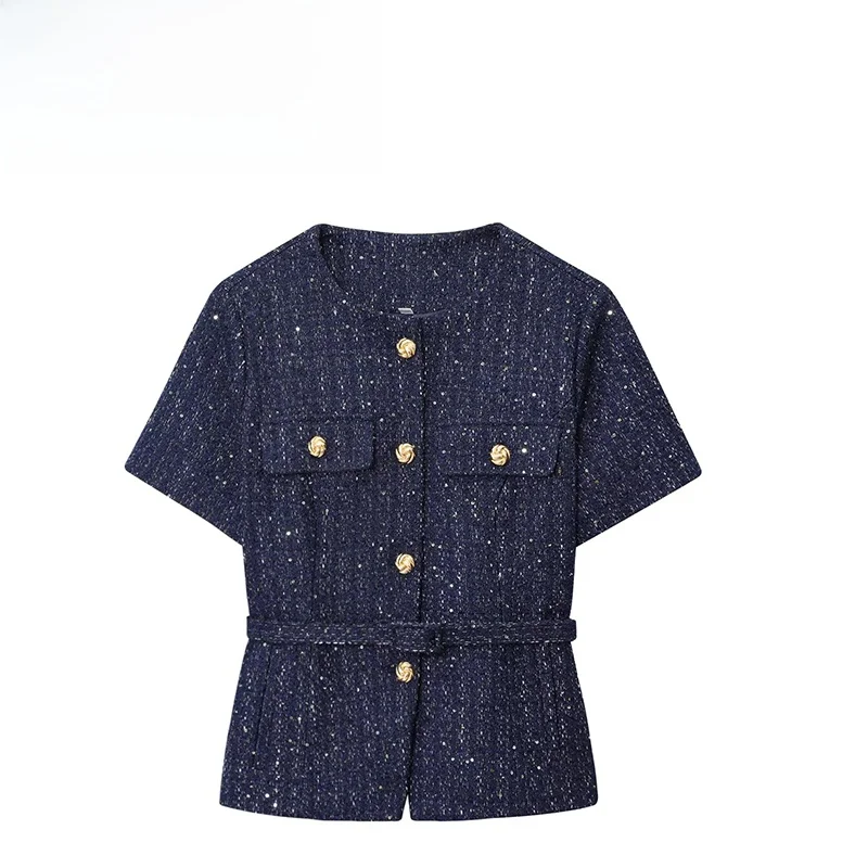 

ZBZA Spring New Faionable Design Women's Sle Quilted Vest ort Sve round Ne Button Closure Pure Color Polyester Fiber