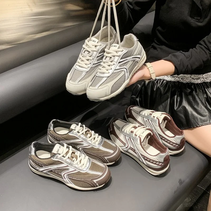 

Женские нескользящие резиновые кроссовки низкие (верхняя высота менее 10 см)2025Летние на шнуровке