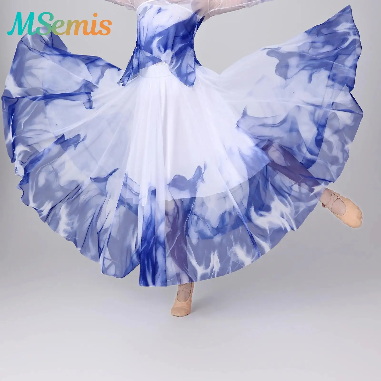 

Womens Ink Painting Chinese Feathers Big Swing Long Skirts Ethnic Classical Modern Classic Ballroom Dance Lyrical Dance Dresses