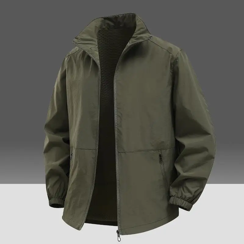 

Men's Casual Spring Autumn Jaet Lightweight Single Layer Outdoor Sport Coat ort Length Breathable Long Sve Coat