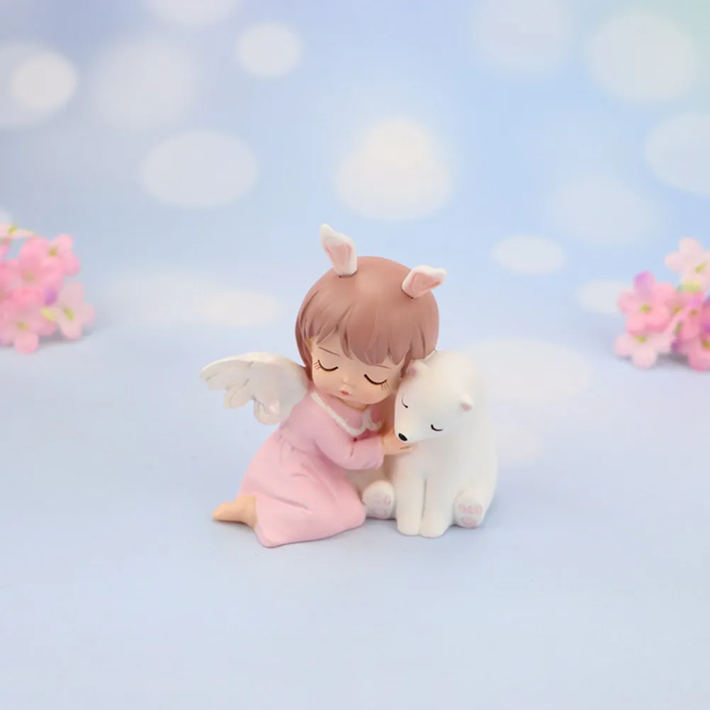 2Pcs Cartoon Resin Angel Cake Topper Decorations for Baking, Parties, Home & Gifts