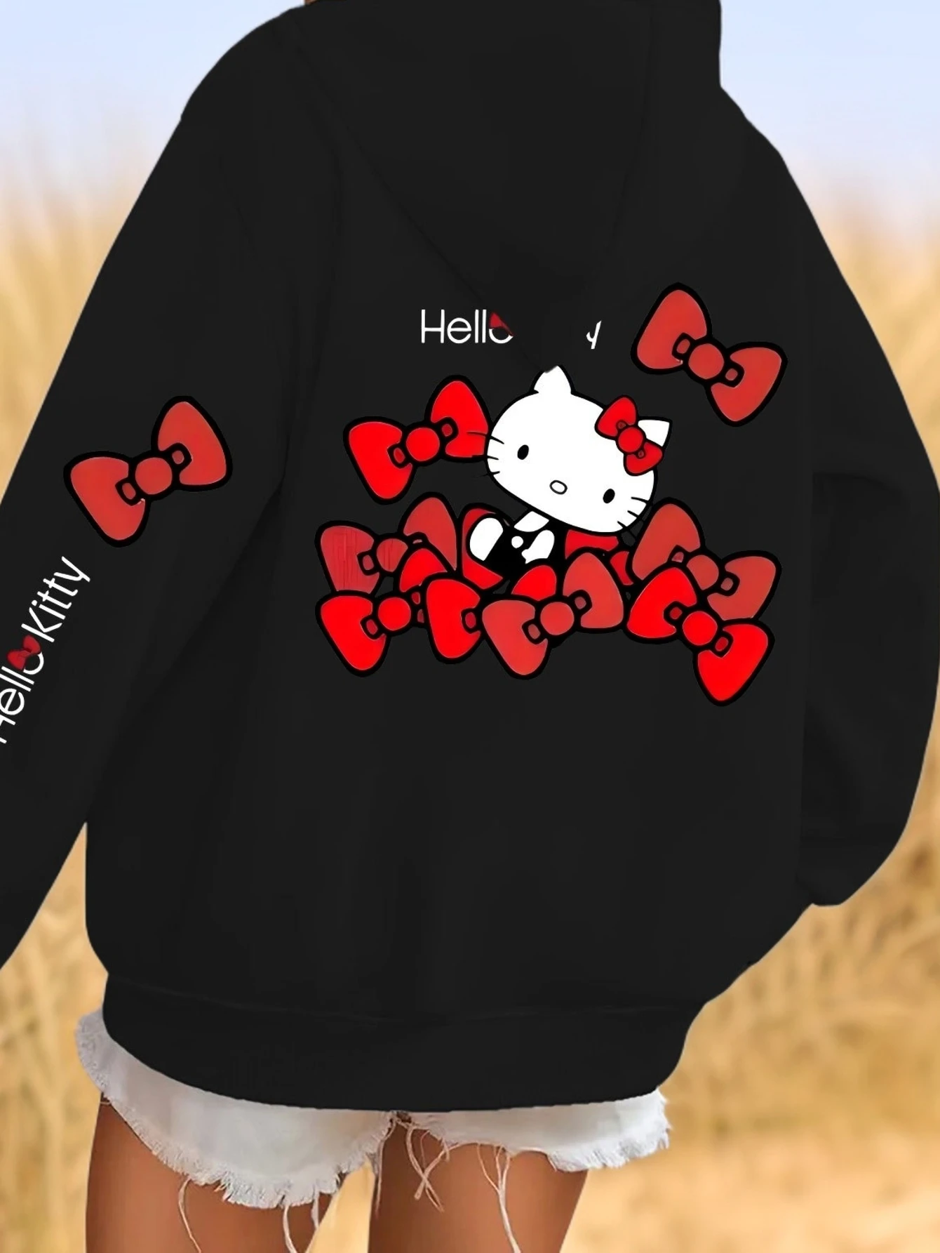 Casual en stijlvol damesjack met ritssluiting en Sanrio Hello Kitty-print, trendy sweatshirt met ritssluiting geschikt voor alle seizoenen.