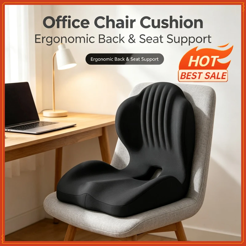 Seat Cushion for Office Chair Ergonomic Memory Foam Seat Cushion with Back Support for Stress Relief Lumbar Support Car Office
