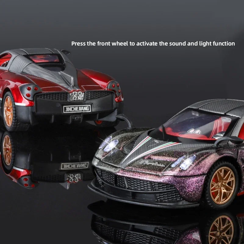 Huayra BC Supercar سبيكة العضلات سيارة نموذج 1:32 الصوت والضوء التراجع لعبة المقتنيات هدية عيد ميلاد
