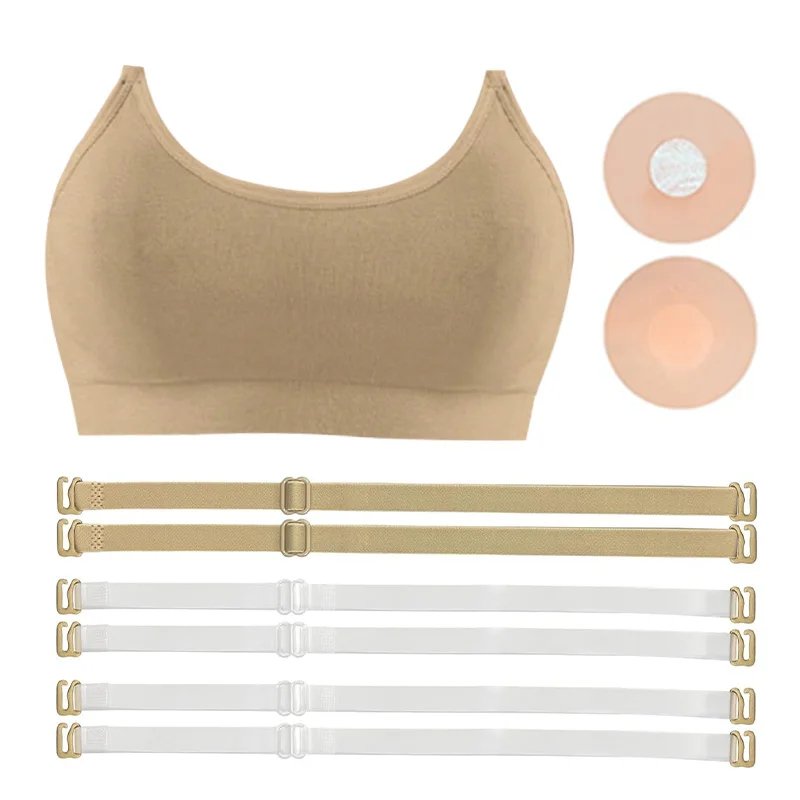 فتاة الباليه الرقص حمالات الصدر سلس حمالات الصدر المرنة اللاسلكية مع 2 زوج قابل للتعديل استبدال الأشرطة واضحة وأغطية السيليكون حمالات الصدر الرقص