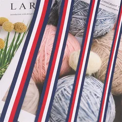 5Yards/50Yards 1CM 2CM French Color Blue Red White Polyester Dense Striped Color Woven Tape Ribbon