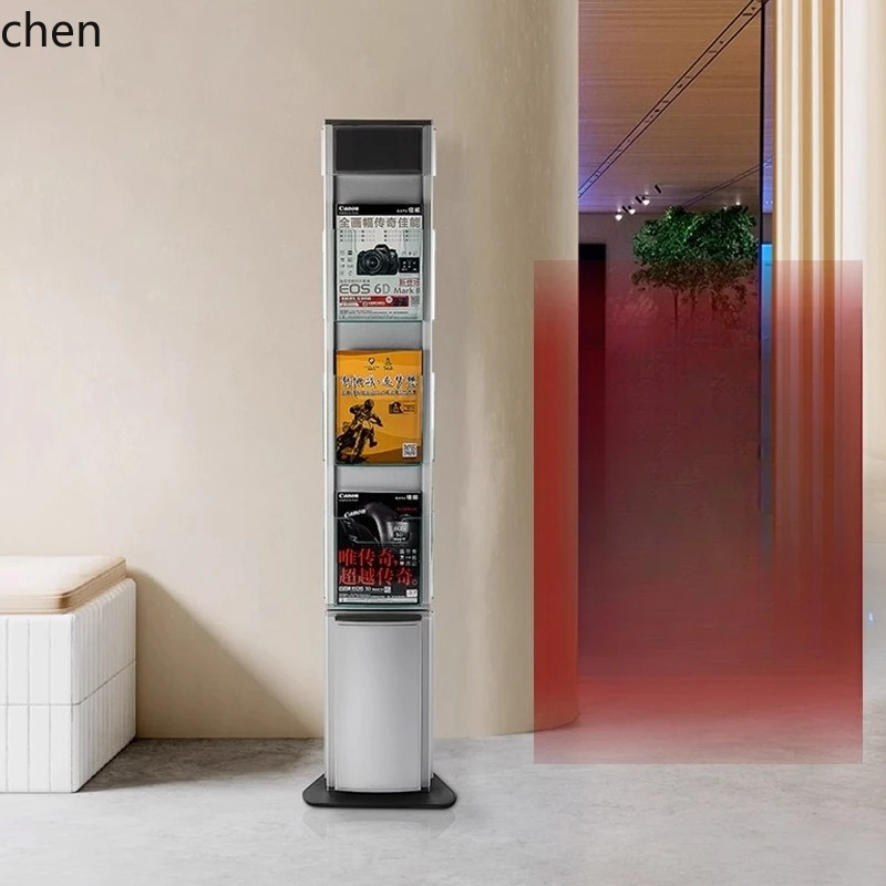 Rotating Document Rack Airport Bank Bookshelf Promotional Rack Floor-standing Magazine Rack