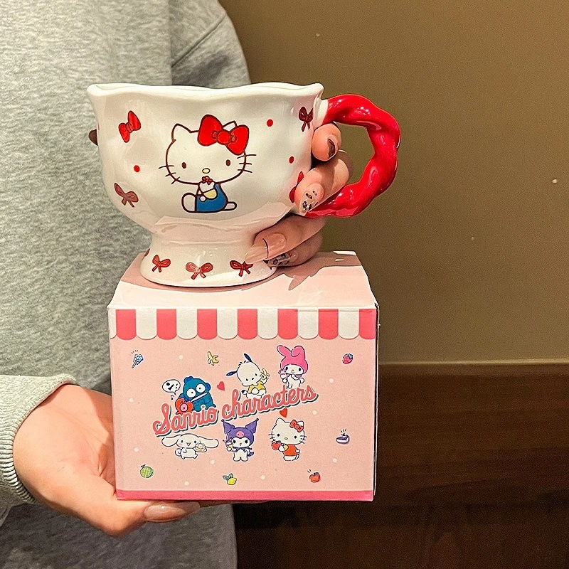 

Kuromi Hello Kitty My Melody High Foot Ceramic Mug, Cute Tall Coffee Cup for Home Office, High Drinking Glass Gift for Women