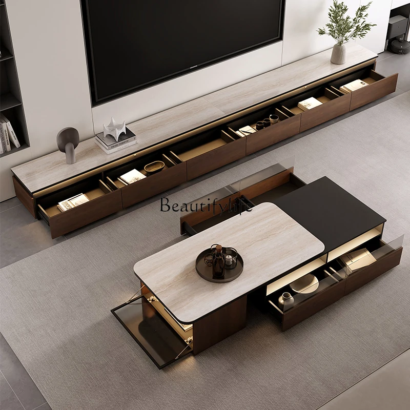 Italian minimalist retractable coffee table