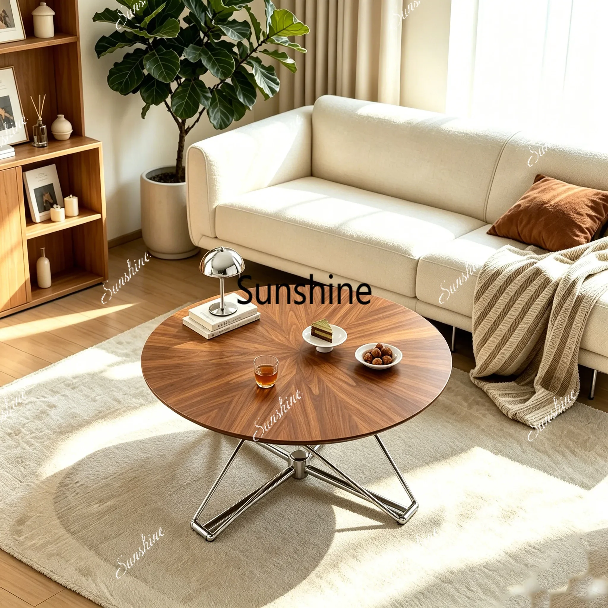 TJOffice lift coffee table light luxury round tea art table deformation