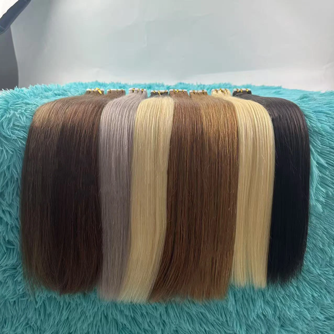 Shinehair テープヘアエクステンション人毛本物の自然なベトナムレミー毛ストレートシームレスなスキン横糸女性のためのバレイヤージュ