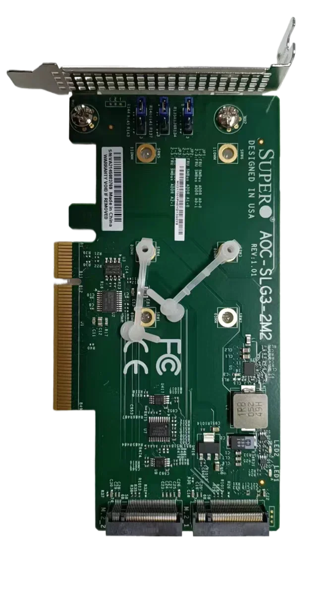 AOC-SLG3-2M2 Adapter Expansion Card PCI-E 3.0 X8 to 2 M.2 NVMe SSDs