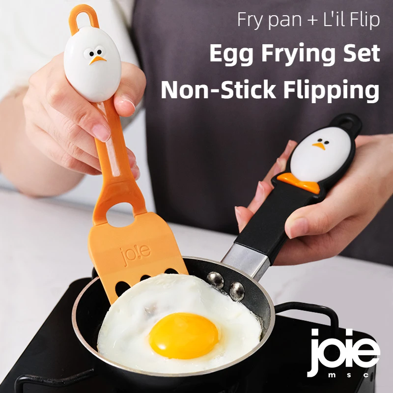 joie eggy Mini Fry Pan Stainless Steel Non-stick Frying Pan for Eggs and Dumplings Oil Spout Spatula Cookware  Pans Kitchen