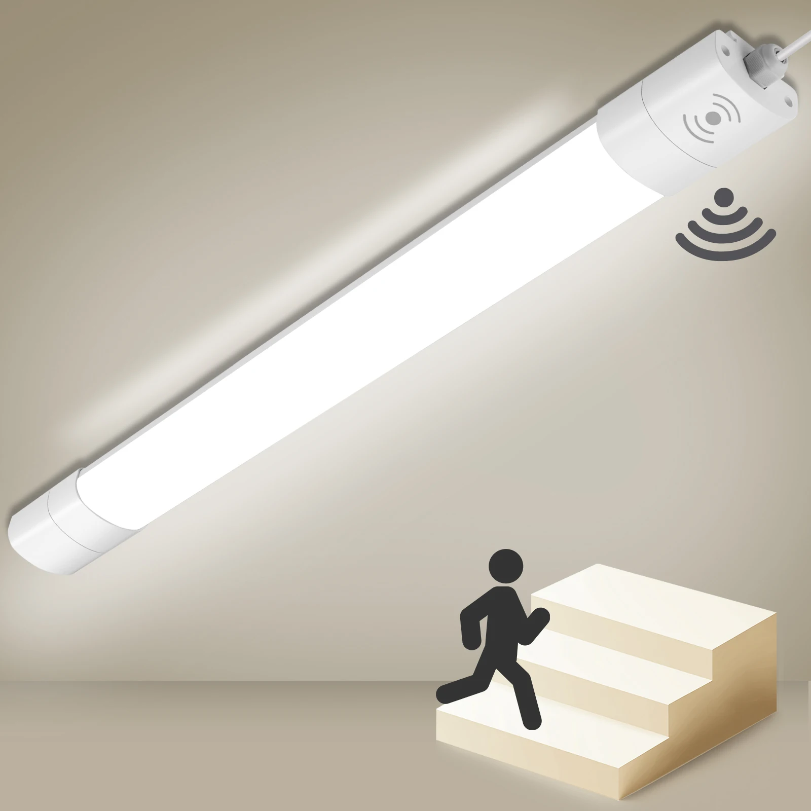 LED Nassraumleuchte 120cm 36W 3950LM 4000K mit Bewegungssensor, IP66 Wasserdicht, Verbindbare Deckenleuchte für Flur Garage Treppen