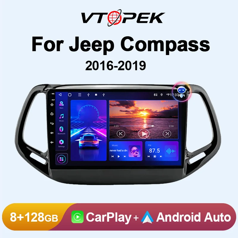 

Vtopek 2 Din Android 12 Car Radio for Jeep Compass 2 MP 2016 2017 2018 2019 Multimedia Player Carplay Stereo GPS DVD Head Unit