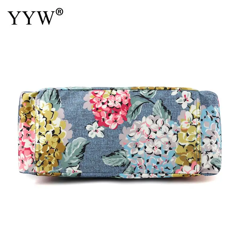 Women Casual Nylon Single Shoulder Handbag Large Capacity Floral Printing Waterproof Zipper Multi Pocket Lady Storage Tote Bag