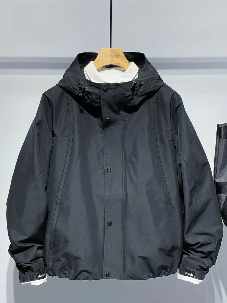 

Spring Outdoor Men's ort Jaet Casual Faion Urban Sle Polyester Fiber Hooded Zipper Closure Modern Windbreaker Coat