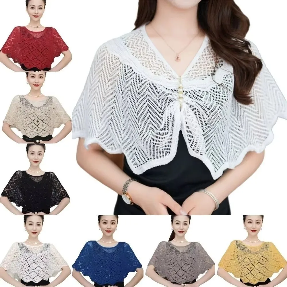 Korean Style Pullover Style Crochet Shawl Detachable Collars Vintage Hollow Out Shawl Lace Thin Air-conditioning Coverall Daily