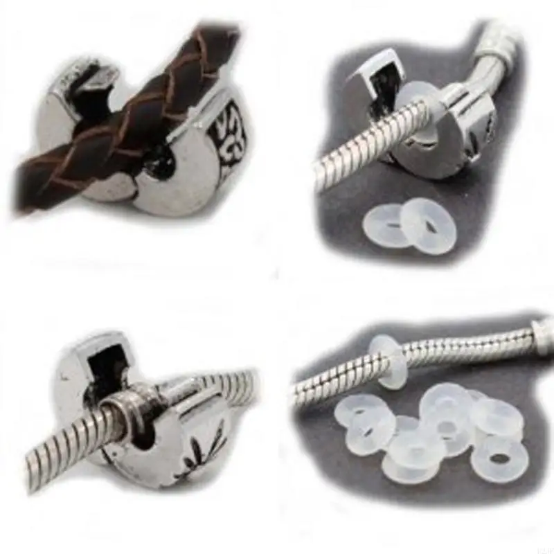 Clear Silicone Rubber Stoppers Antiskid Locating Ring for Spacer Beads Bracelet，for Jewelry Making Needlework Clip Lock Spacer