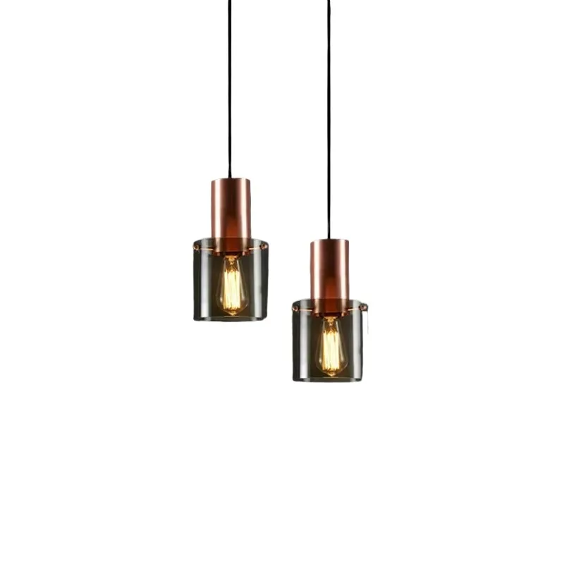 

Stellar Smoke Glass Pendant Lamp Rose Copper Metal Suspension Light Bedroom Hotel Shop Bar Cafe Sofa Hanging Ceiling Chandelier
