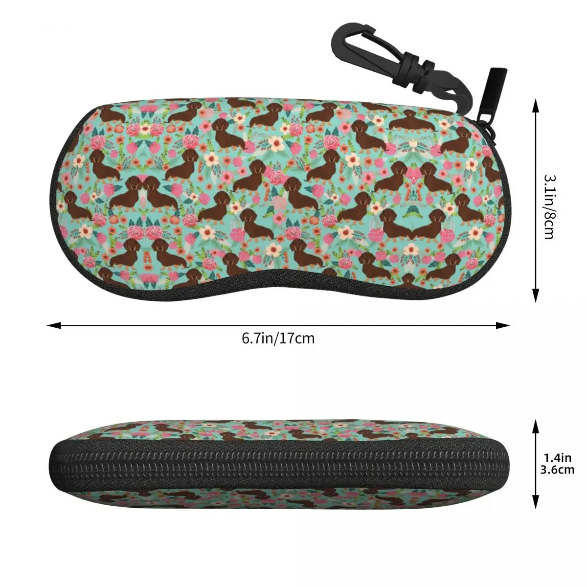 Custom Doxie Florals Dachshund Shell Eyeglasses Protector Cases Cool Sunglass Case Badger Sausage Dog Glasses Pouch