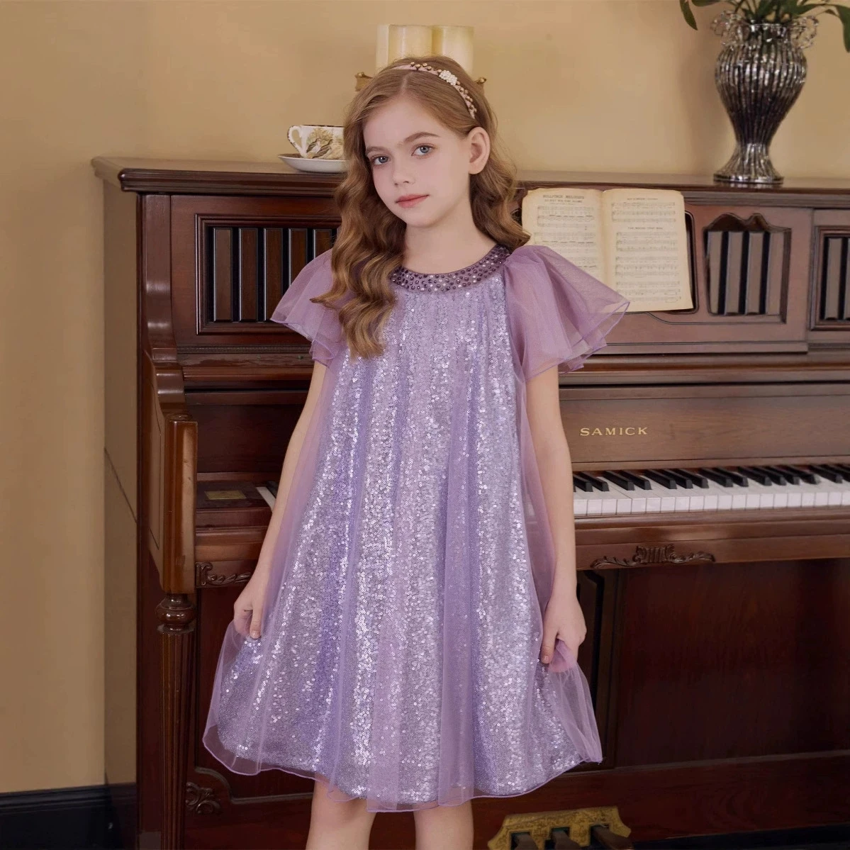 

Новое летнее платье 2026 года для девочек: нарядное платье принцессы из фатина с пайетками, детское праздничное платье для дня рождения, наряд для детских конкурсов и торжеств