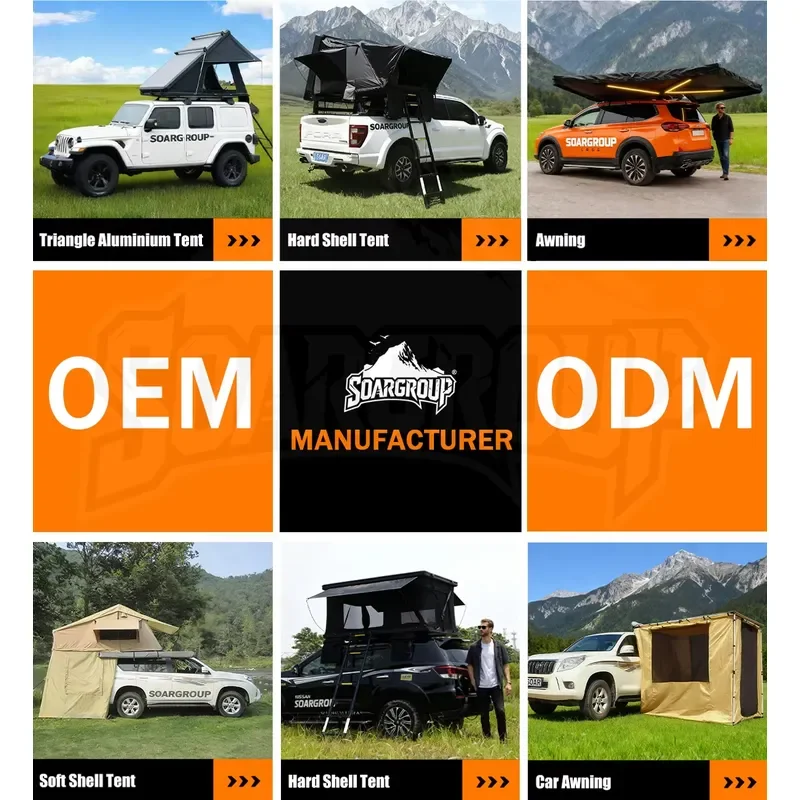 2-3 Person Side Opening ABS Rooftop Tent Hard Shell Side Flip Car Roof Tent Four Season Waterproof Offroad Family Camping