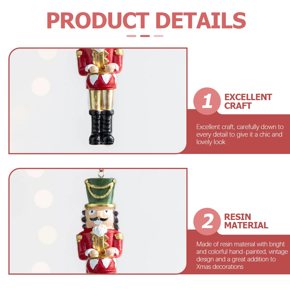 

Christmas Nutcracker Ornament Resin Hand-Painted Vintage Design Festive Home Decoration Hanging Decor from Ceiling