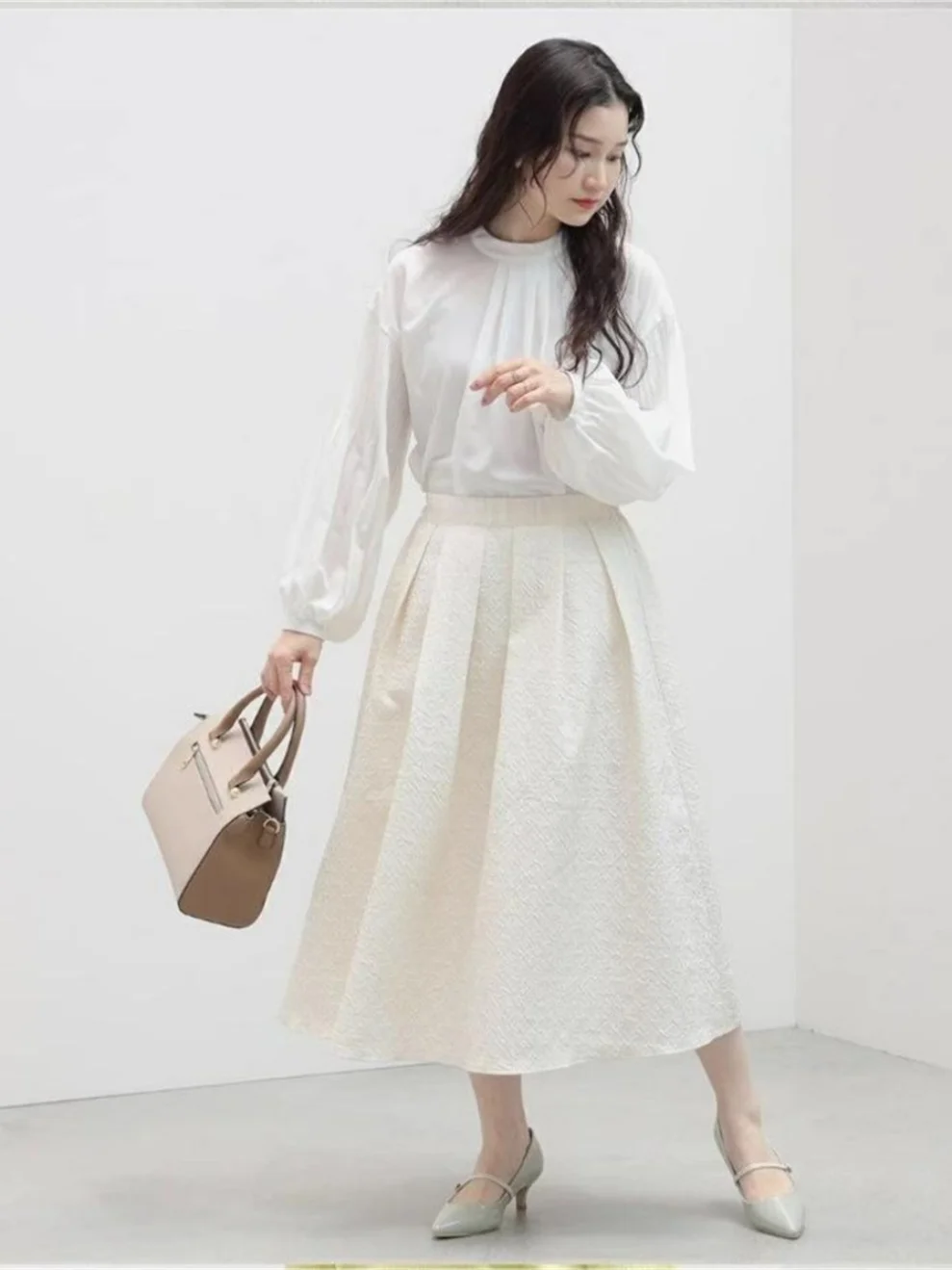 Elegant BMS HEART Ladies Embroidered Silhouette Half Skirt Fluffy A-Line Midi Skirt for Women Stylish mid Waist Design