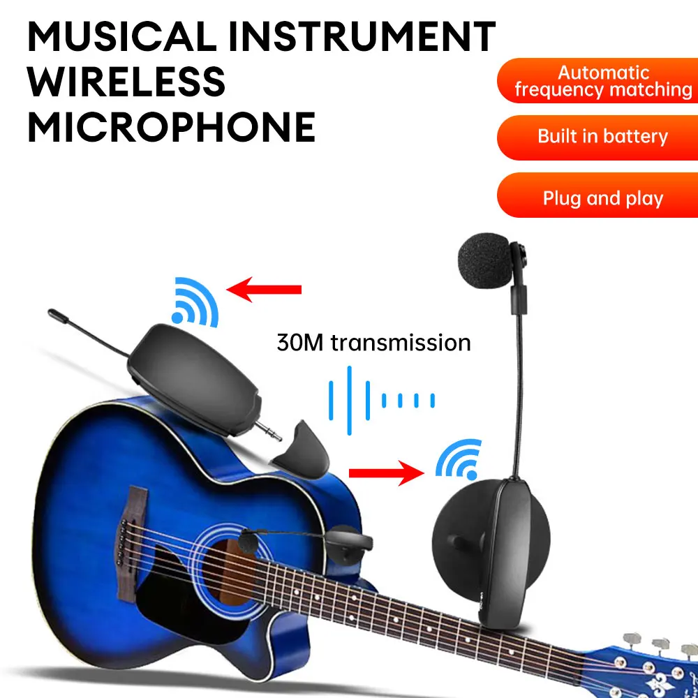 Wireless Microphone Violin Wireless Microphone Musical Instrument Microphone Stage Performance Audio for Guitar Violin