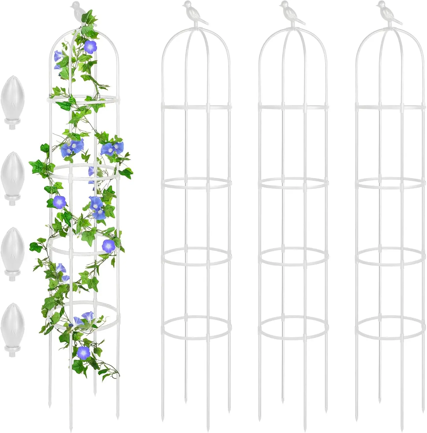 

4 Pack 6 ft Garden Obelisk Trellis for Climbing Plants, Rustproof Outdoor Support for Vines and Flowers