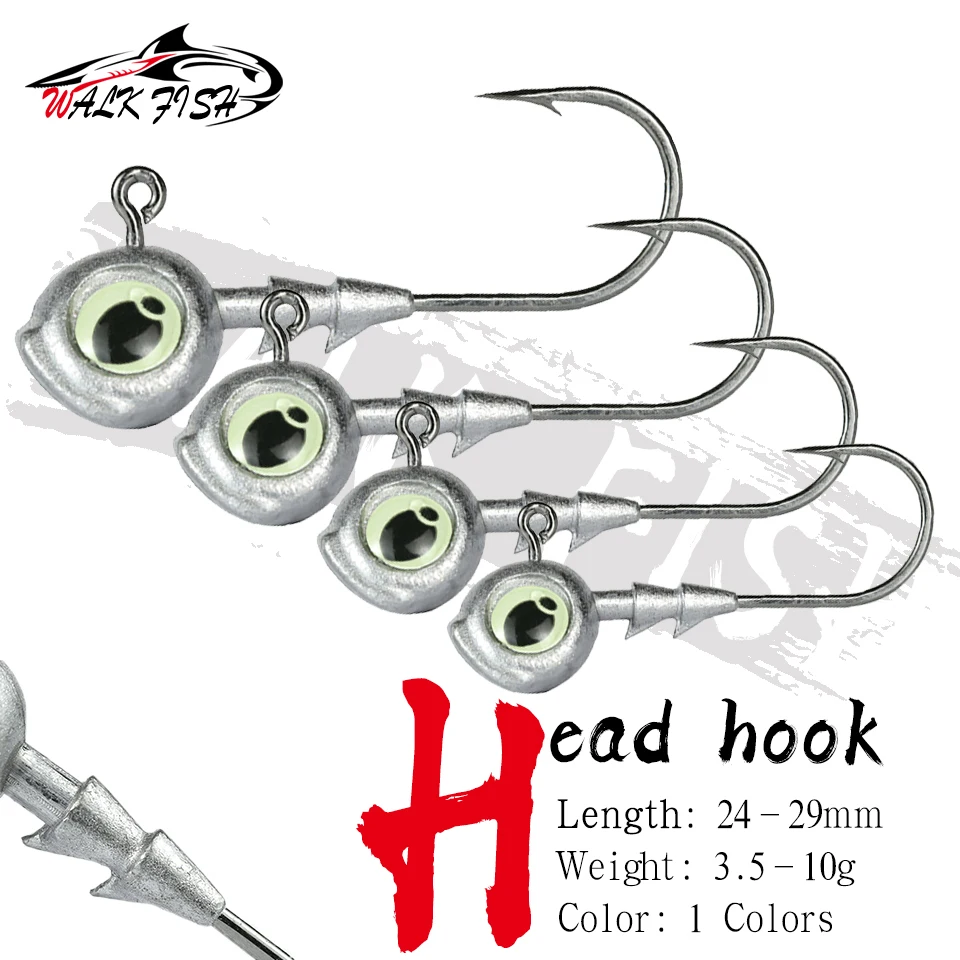 WALK FISH-anzuelo de plomo de ojo de pez, 3 uds./5 uds., 3,5g-10g, anzuelo de pesca de microraíz, manivela, corriente, pozo negro fino, pesca salvaje, lubina de mar de Texas