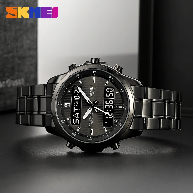 SKMEI Top Brand Digital Quartz Dual Display Men\'s Watches Chrono Clock 3Bar Waterproof Male Wristwatch Relogio Masculino 2049