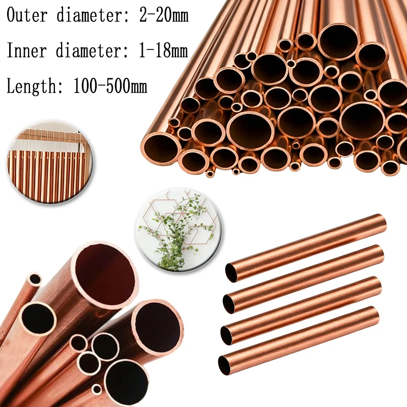 1 Pcs Coppers Pipe Coppers Straight Pipe Outer Diameter 2~20mm Inner Diameter 1~18mm Coppers Metal Pipe Length 100mm~500mm