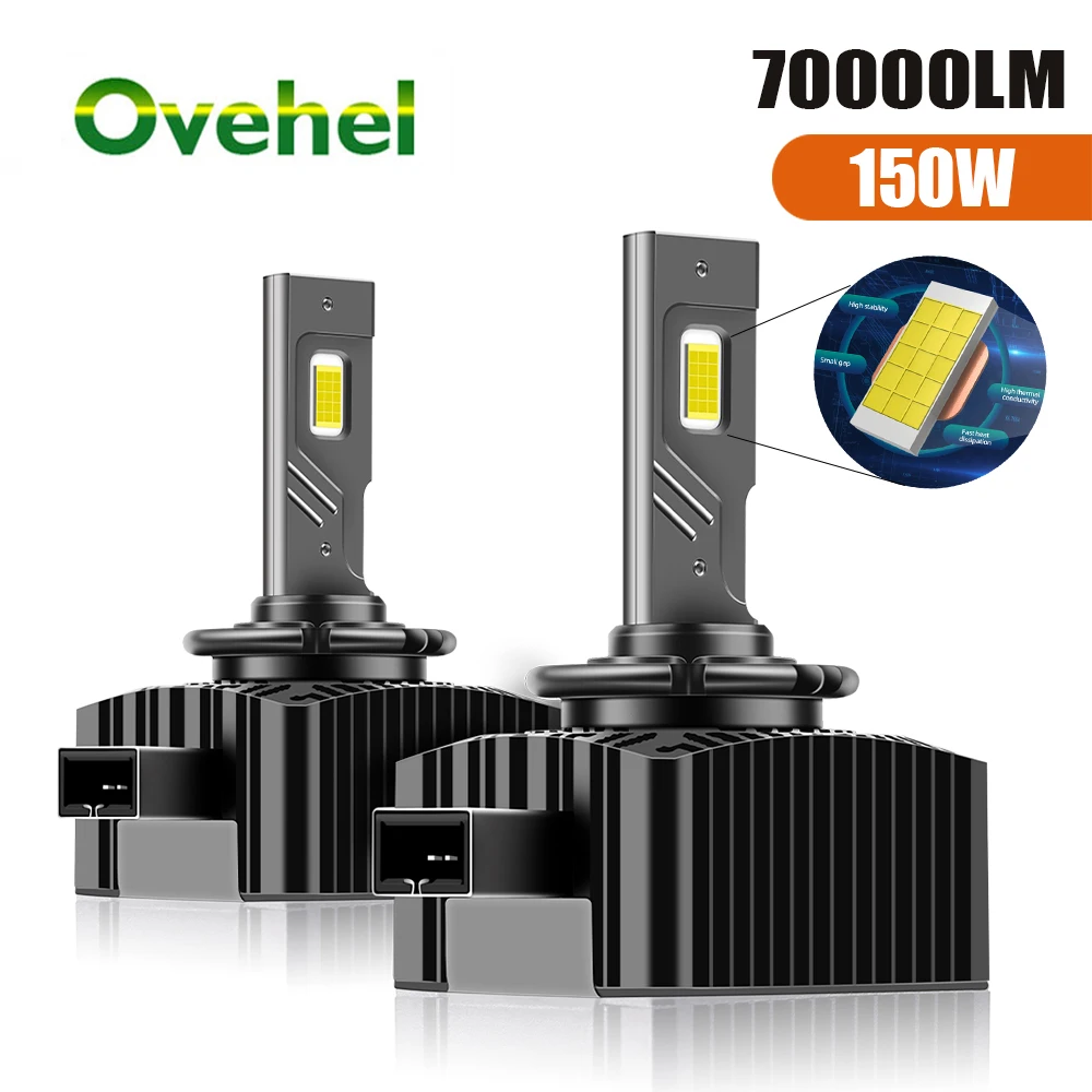 

OVEHEL 1:1 Xenon Car Light D1S Led Headlight 70000LM 150W Canbus D3S D2S D4S D5S Auto Bulbs D1R D4R D2R D3R 6000K CSP Chip