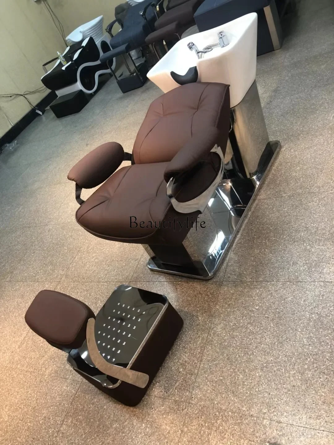 Light Luxury Shampoo Chair Hair Saloon Dedicated Lying Half Flushing Bed